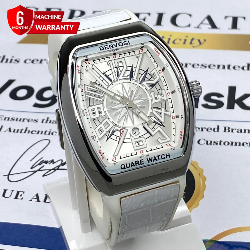 Premium Analog Quartz Movement Curvex Shape Dial Date Display Straps Watch