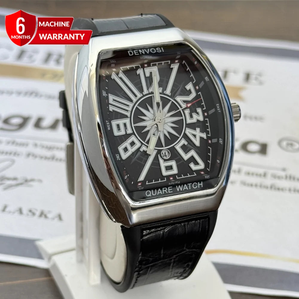 Premium Analog Quartz Movement Curvex Shape Dial Date Display Straps Watch