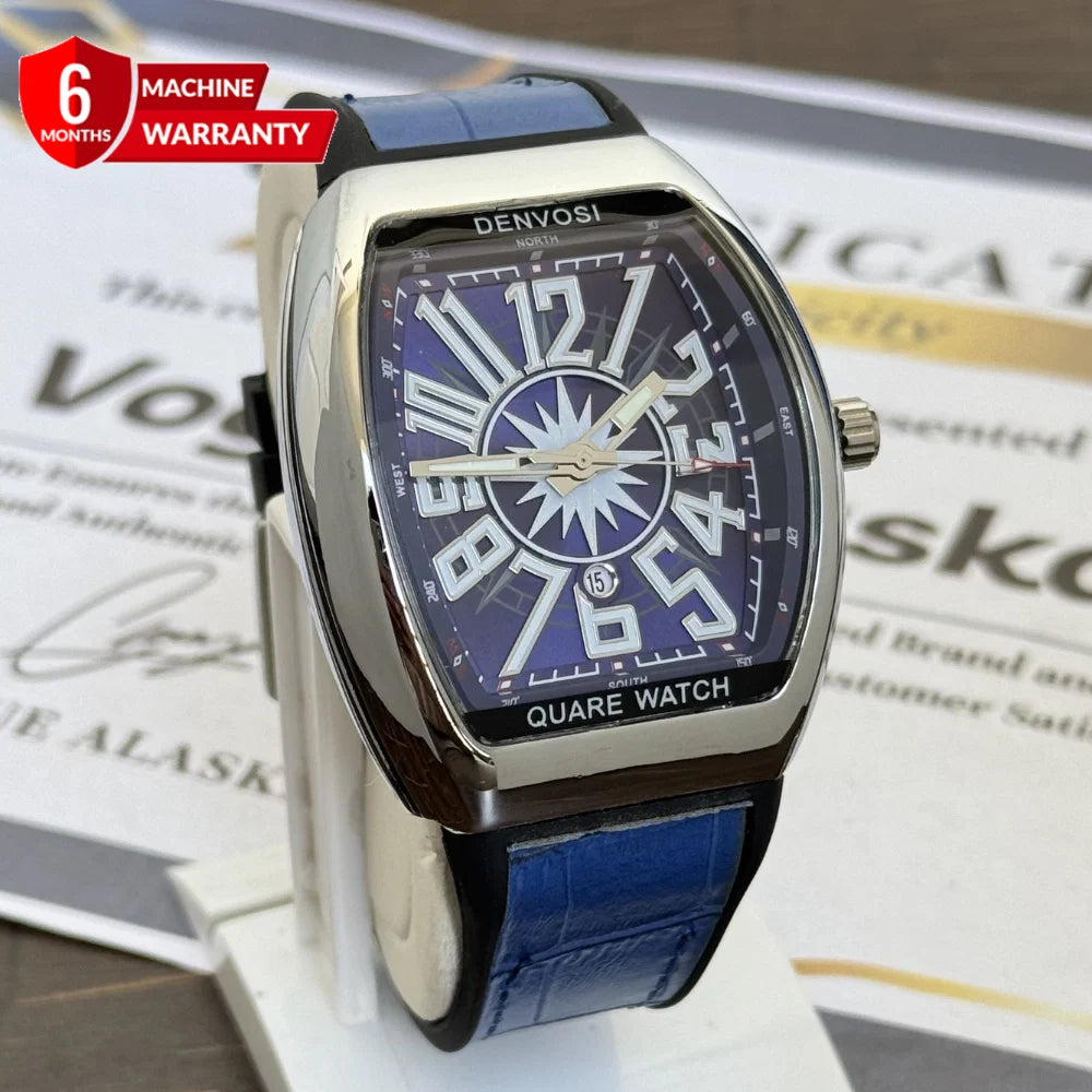 Premium Analog Quartz Movement Curvex Shape Dial Date Display Straps Watch
