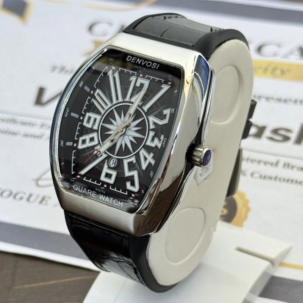Premium Analog Quartz Movement Curvex Shape Dial Date Display Straps Watch