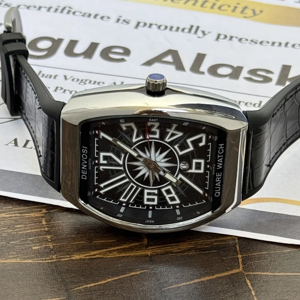 Premium Analog Quartz Movement Curvex Shape Dial Date Display Straps Watch