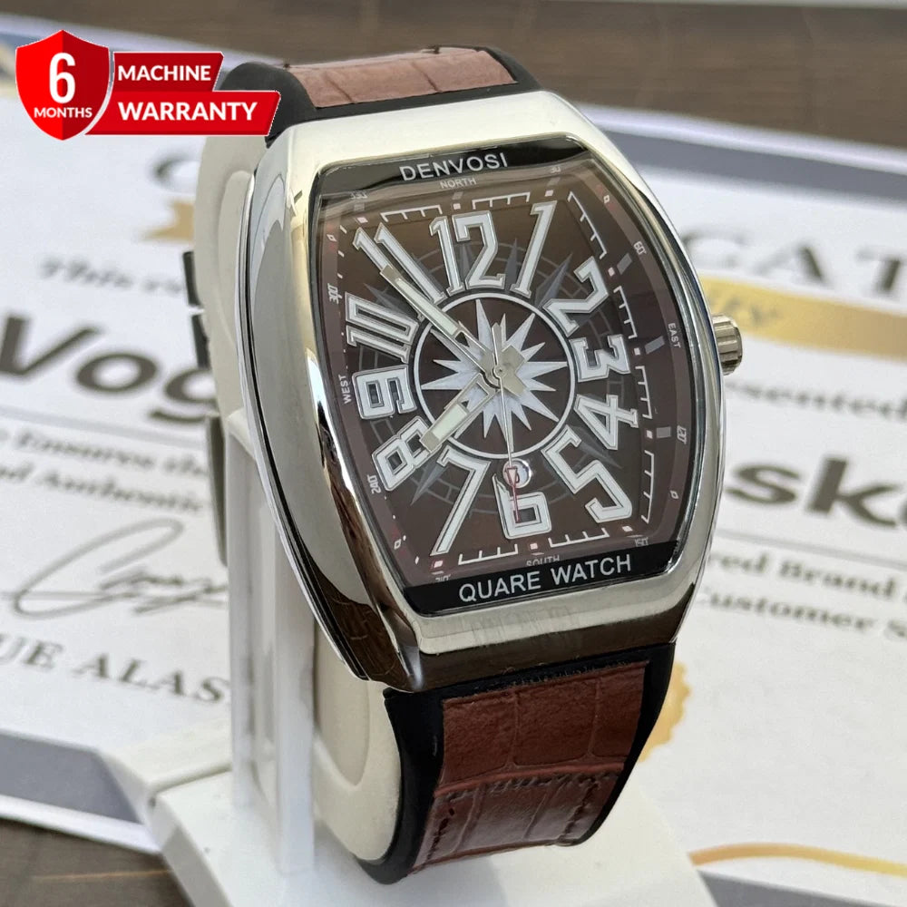 Premium Analog Quartz Movement Curvex Shape Dial Date Display Straps Watch
