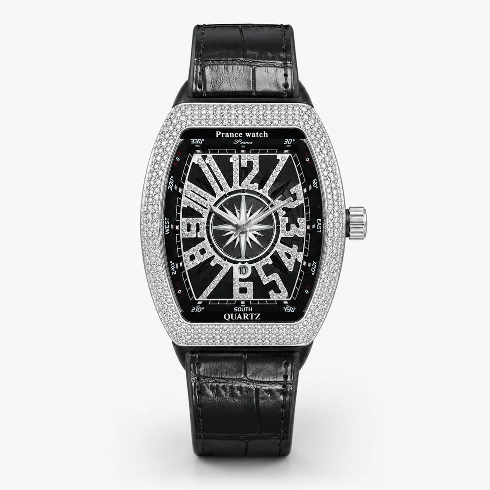 Men's Luxury Skull Face Quartz Watch with Leather Strap