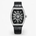 Men's Luxury Skull Face Quartz Watch with Leather Strap