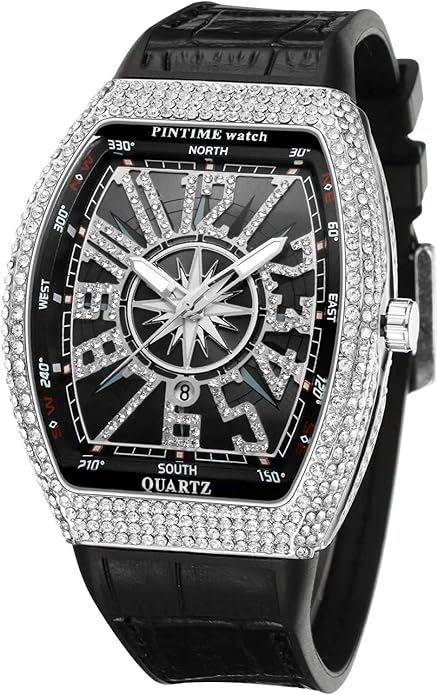 Men's Luxury Skull Face Quartz Watch with Leather Strap