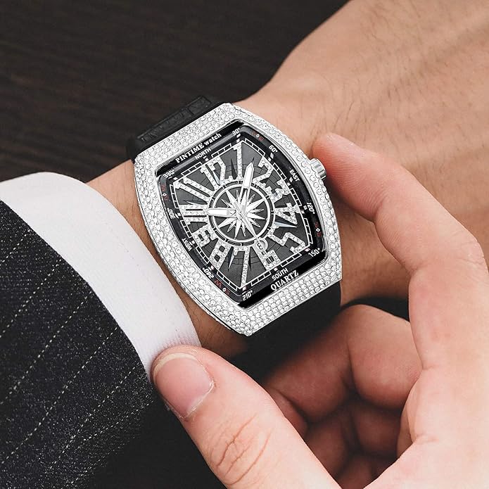 Men's Luxury Skull Face Quartz Watch with Leather Strap