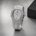 Noble Edge Iced Silver Luxury Watch – Full Crystal Edition